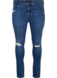 Super slim Amy jeans with wear details, Blue Denim, Packshot