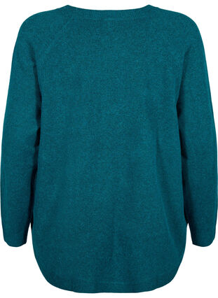 Zizzifashion Marled knitted sweater with button details, Deep Lake Mel., Packshot image number 1