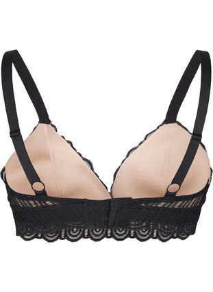 Zizzifashion Bralette with lace and soft padding, Black, Packshot image number 1