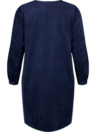 Zizzifashion Short velvet dress with pockets, Medieval Blue, Packshot image number 1