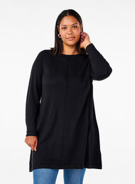 Knitted dress in cotton-viscose blend, Black, Model