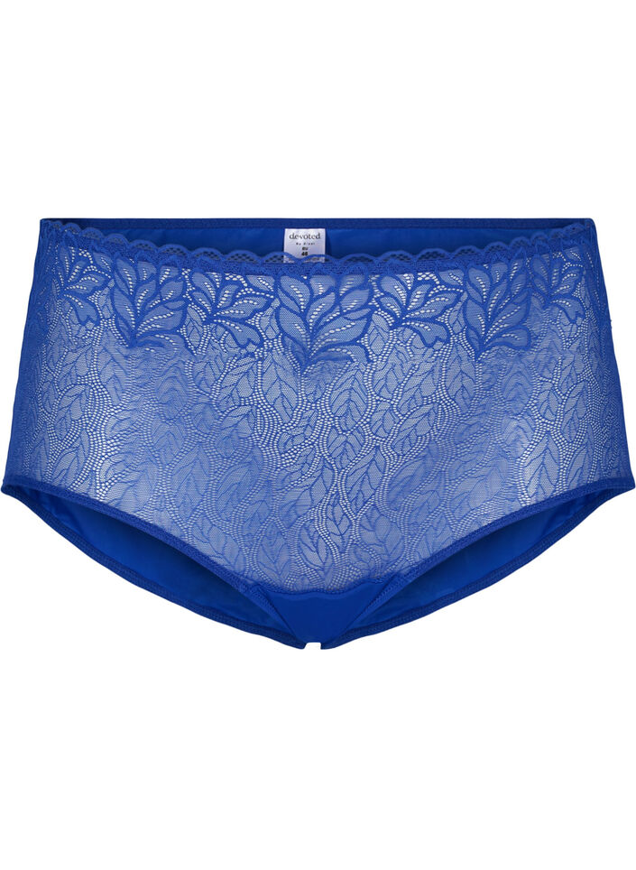 Women's No Show Cotton Blend With Lace High-leg Underwear In Royal Blue  Size 2xl | Vanishing Ed In Majesty Blue