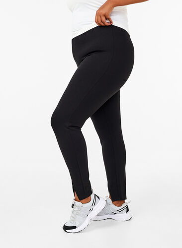 Zizzifashion Viscose leggings with front slits, Black, Model image number 0