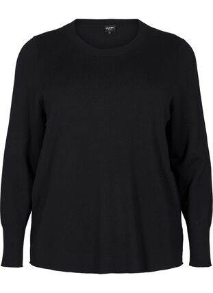 Zizzifashion FLASH - Knitted blouse with a round neck, Black, Packshot image number 0