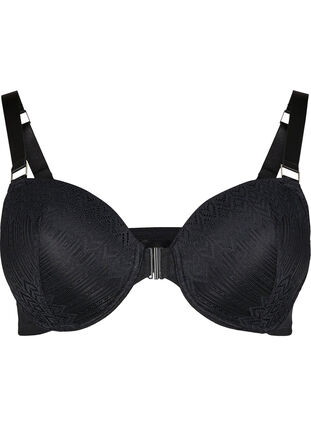 Zizzifashion Moulded bra with lace and front closure, Black, Packshot image number 0