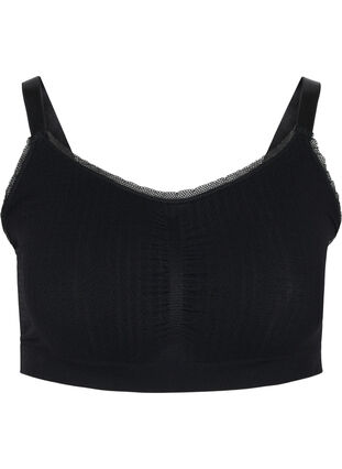 Lace bra with string details - Black - Sz. 85E-115H - Zizzifashion