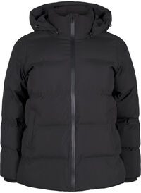 Short puffer jacket with hood