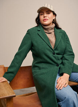 Zizzifashion Coat with buttons and pockets, Trekking Green Mel, Image image number 0