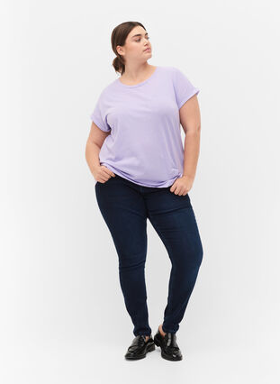 Zizzifashion Short sleeved cotton blend t-shirt, Lavender, Model image number 2