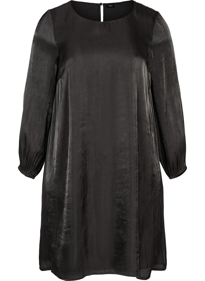 Faux leather dress with sleeves