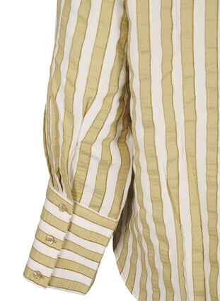 Zizzifashion Loose shirt with stripes, Thyme w. Sand Stripe, Packshot image number 4