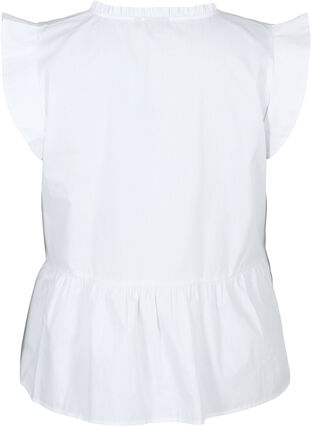 Zizzifashion Sleeveless top with pin-tuck and ruffle details, Bright White, Packshot image number 1