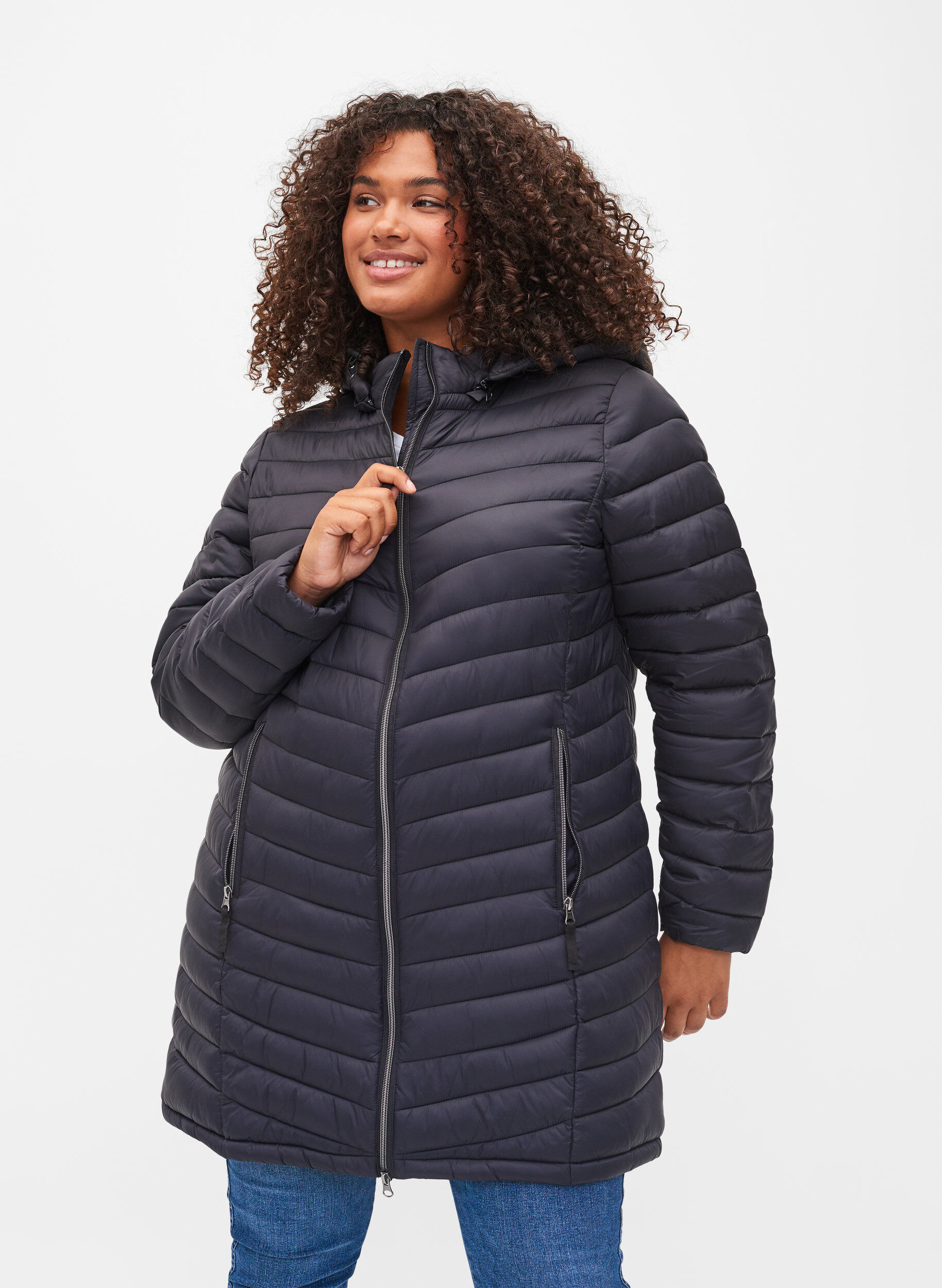 Lightweight long sale padded coat