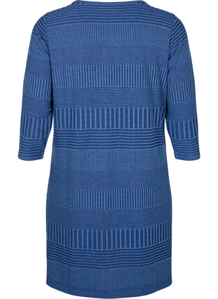 Zizzifashion Dress with 3/4 sleeves and striped pattern, Estate Blue Melange, Packshot image number 1
