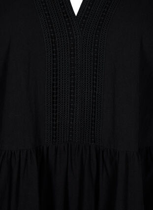 Zizzifashion Cotton dress with crochet details, Black, Packshot image number 2