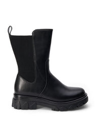 Wide fit - Short boot with elastic, Black, Packshot