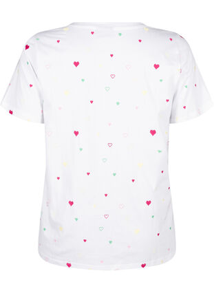 Zizzifashion Organic cotton T-shirt with hearts, White Heart Emb., Packshot image number 1