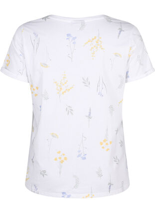 Zizzifashion Organic cotton T-shirt with floral print, Bright W. AOP, Packshot image number 1