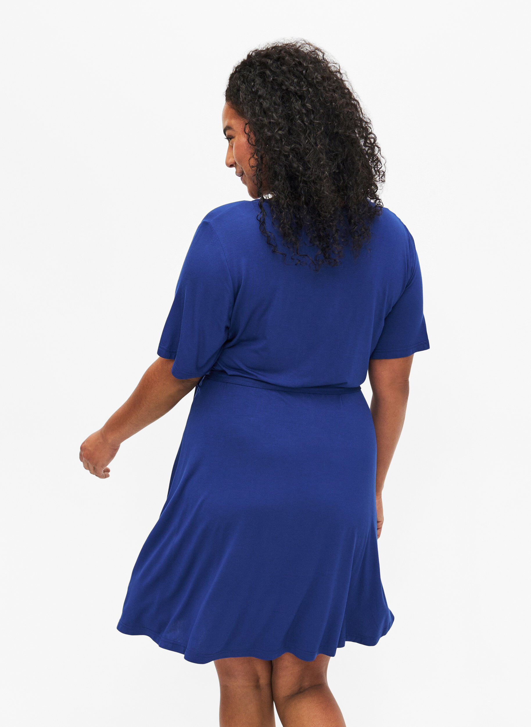 Wrap dress in viscose with short sleeves Blue Sz. 42 64