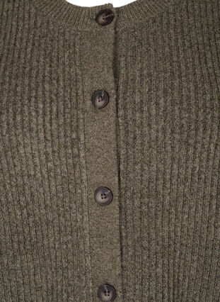 Zizzifashion Rib knit cardigan with buttons, Dusky Green Mel., Packshot image number 2