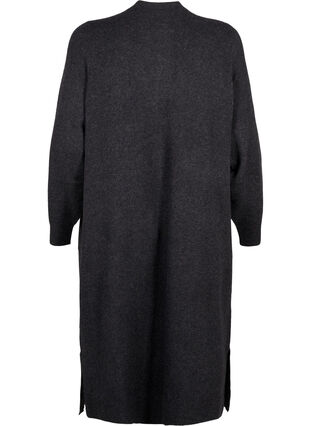 Zizzifashion Long knitted cardigan with pockets, Dark Grey Melange, Packshot image number 1