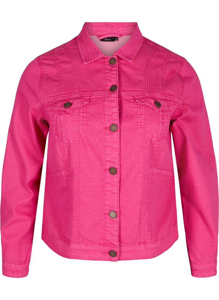 Short, colored denim jacket - Pink - Sz. 42-60 - Zizzifashion