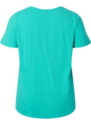 Zizzifashion Solid-coloured basic cotton T-shirt, Aqua Green, Packshot image number 1