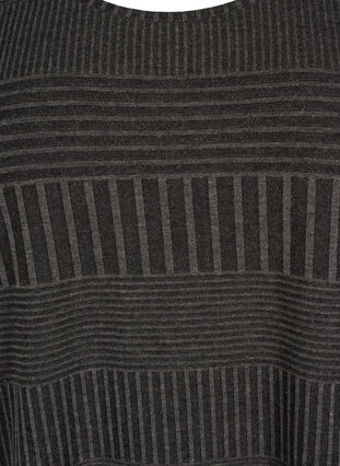 Zizzifashion Blouse with 3/4 sleeves and striped pattern, Dark Grey Melange, Packshot image number 2