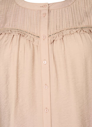 Zizzifashion Shirt blouse with ruffles and pleats, Stucco, Packshot image number 2