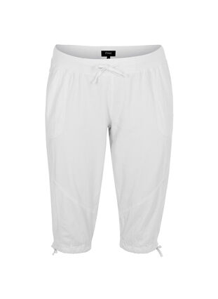 Zizzifashion Loose cropped trousers in cotton, Bright White, Packshot image number 0