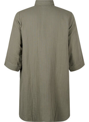 Zizzifashion Long shirt in cotton muslin, Thyme, Packshot image number 1