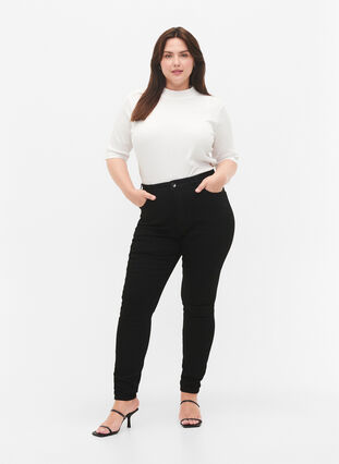 Zizzifashion Amy jeans with a high waist and super slim fit, Black, Model image number 0
