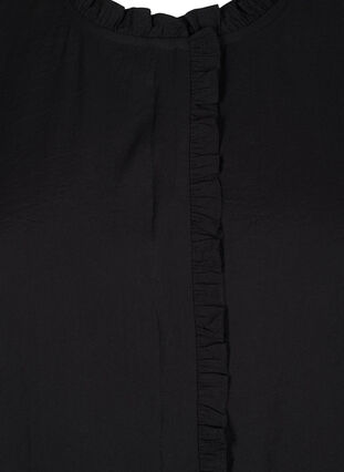 Zizzifashion Shirt blouse with ruffles and broderie anglaise, Black, Packshot image number 2