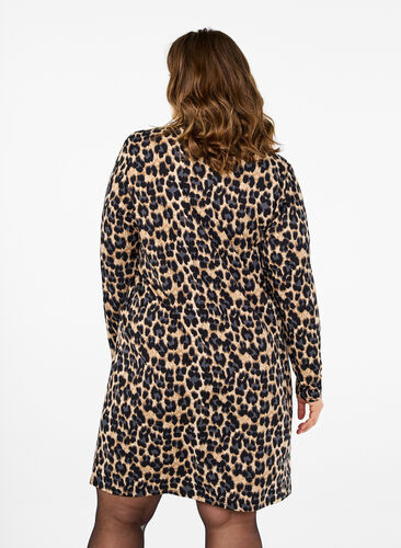 Zizzifashion FLASH - Long sleeve dress with turtleneck, Leopard Print, Model image number 1