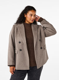 Wool blazer with brushed texture, Desert Taupe Mel., Model