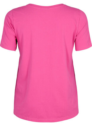 Zizzifashion Solid-coloured basic cotton T-shirt, Raspberry Rose, Packshot image number 1