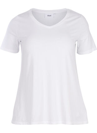 Zizzifashion Solid-coloured basic cotton T-shirt, Bright White, Packshot image number 0