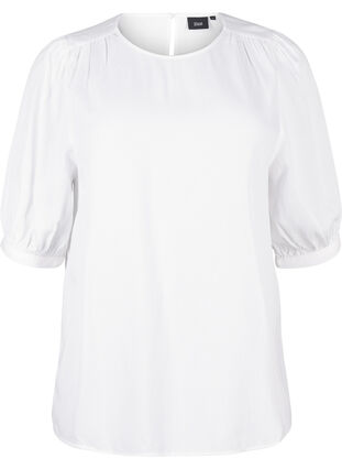 Zizzifashion Viscose blouse with 1/2 sleeves, Bright White, Packshot image number 0