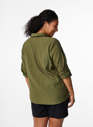 Zizzifashion Shirt with studs and 3/4 sleeves, Winter Moss, Model image number 1