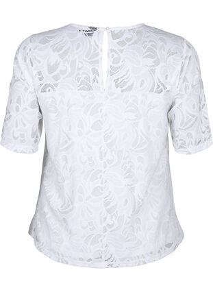 Zizzifashion Lace blouse with short sleeves, Bright White, Packshot image number 1