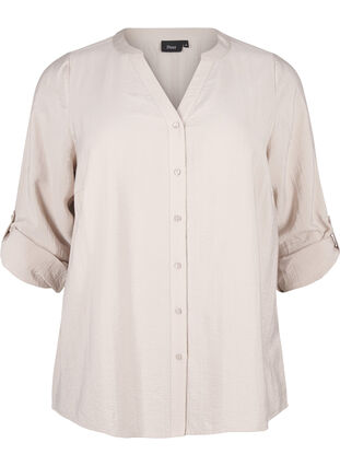 Zizzifashion Viscose shirt blouse with 3/4 sleeves, Chateau Gray, Packshot image number 0