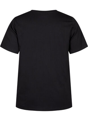 Zizzifashion Organic cotton T-shirt with bow detail, Black, Packshot image number 1