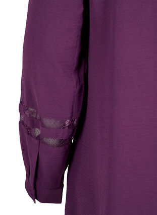 Zizzifashion Long shirt with lace details, Deep Purple, Packshot image number 3