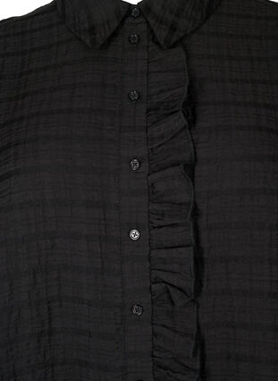 Zizzifashion Shirt with structure and ruffle detail, Black, Packshot image number 2