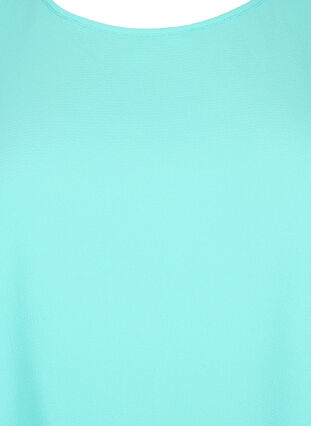 Zizzifashion Blouse with short sleeves and a round neckline, Turquoise, Packshot image number 2
