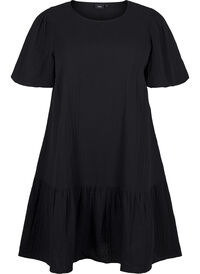 Cotton short-sleeved dress with a-line cut
