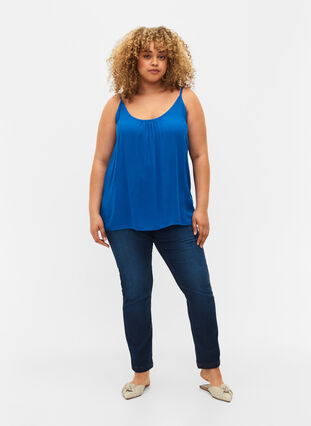 Zizzifashion Strap top in viscose, Victoria blue, Model image number 2