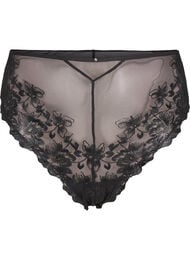 Mesh Brazilian panties with embroidery, Black, Packshot