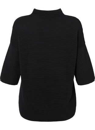Zizzifashion Structured knit blouse with high neck, Black, Packshot image number 1