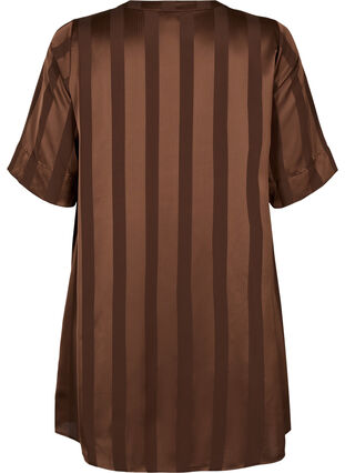 Zizzifashion A-line dress with stripes and 1/2 sleeves, Chestnut, Packshot image number 1